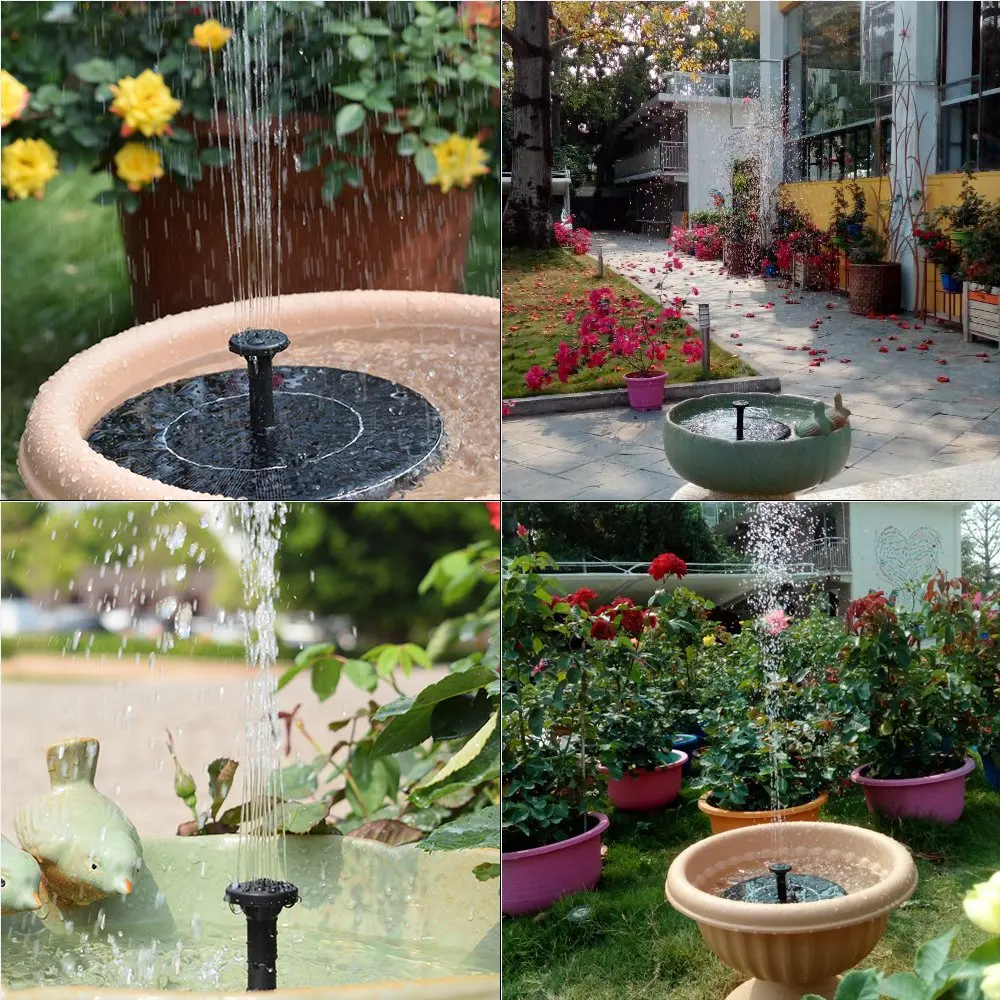 Floating Solar Bird Bath Water Fountain Lights Garden Waterfall Fountain Pond Solar Panel Powered Water Pump Garden Decoration