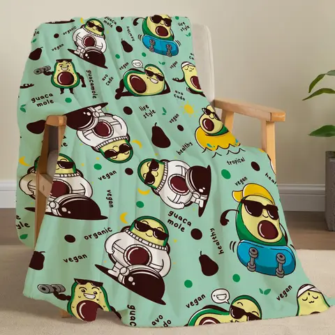 Coperta da tiro creativa con avocado Coperta con stampa in flanella Coperta da pisolino super morbida e accogliente Coperta per la casa Regalo perfetto per la casa per lei