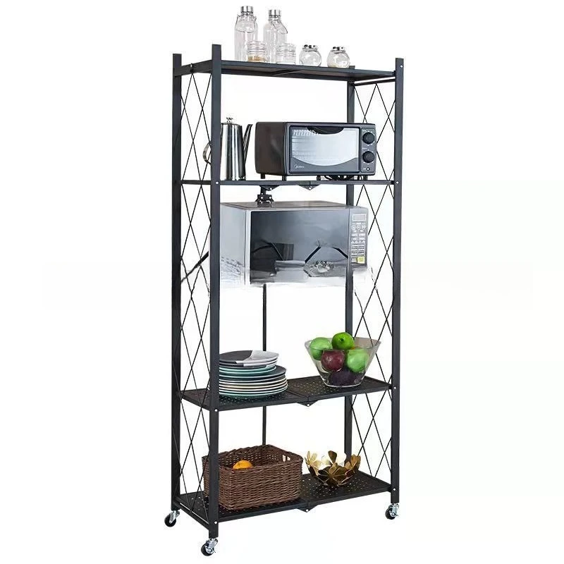 

Kitchen shelf installation-free spot landing multi-functional storage layered fixed wheel shelf pot empty shelf