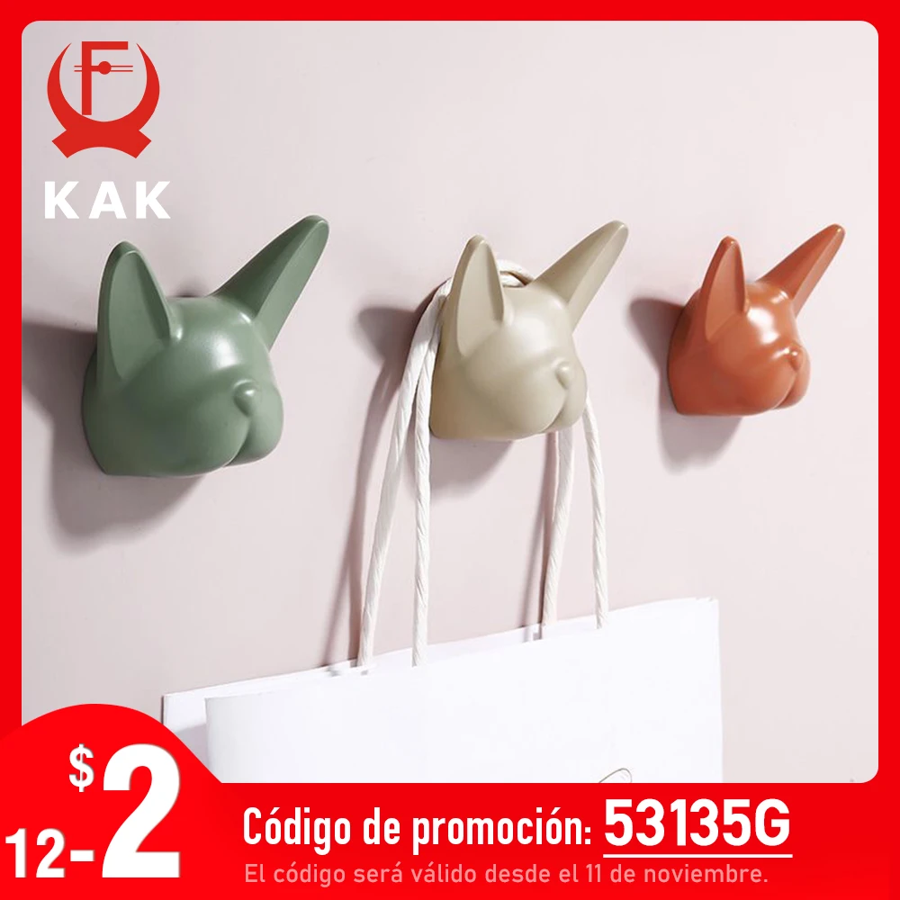 KAK Bulldog Design Wall Hanging Hooks Coat Hook Bag Hat Rack Rackers Zinc Alloy Wall Decorations for Kis Hardware Fittings