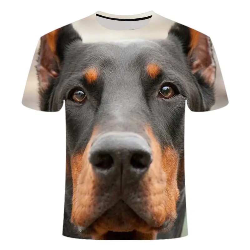 Unisex Puppy 3D Digital Print Tee Lightweight Short Sleeve Hyper-Realistic Fur Texture | Summer Casual Essential for Dog Lovers