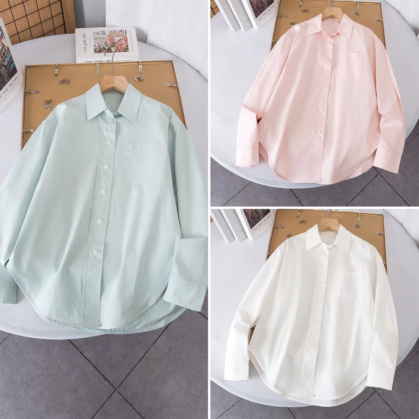 

2025 Winter New Women's Faion Simple Basic Casual Ice Cr Tee-color irt Commute Sle Long Sve Regular Length