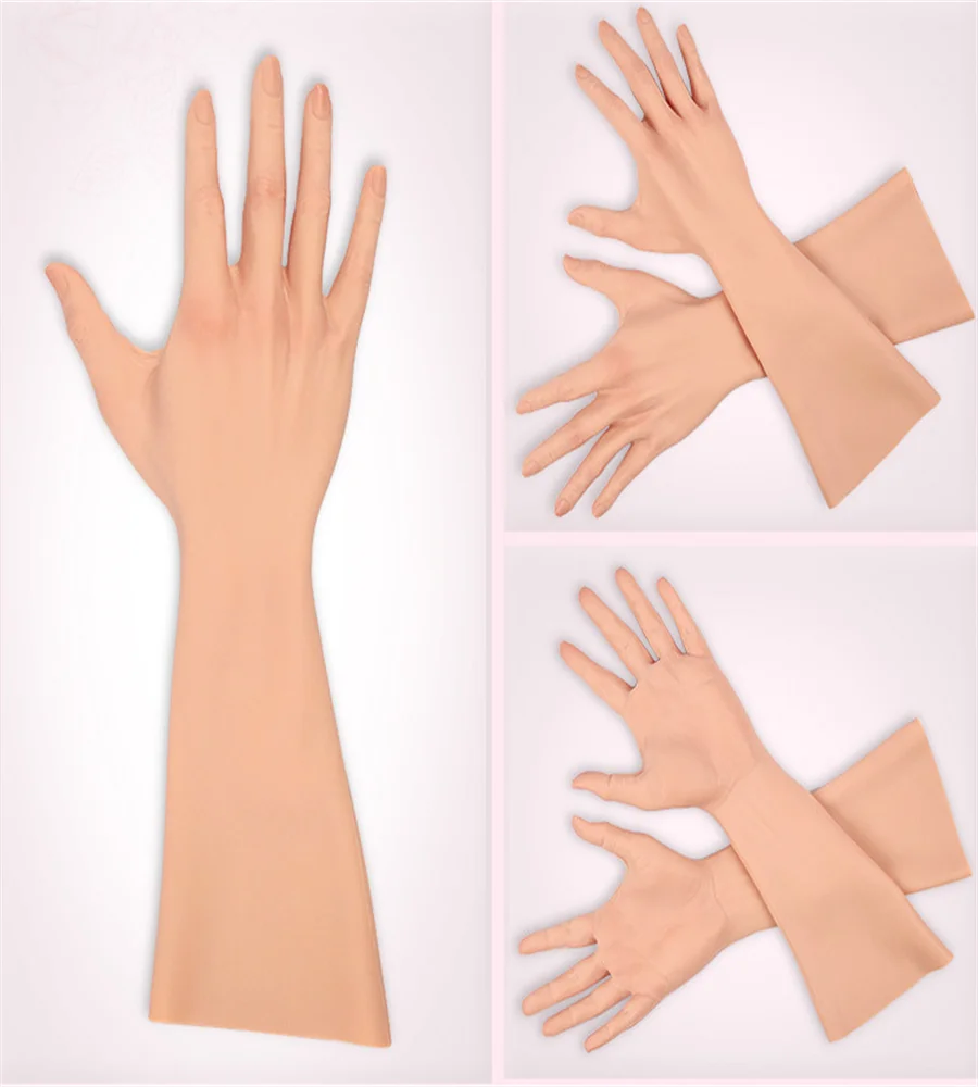 Silicone Artificial Limbs for Female, after Hand Mannequin,Body Fingernail Prosthetic Props, Medical Cosmetology, 1Pair,E052KA