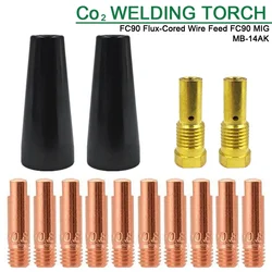 14Pc Gasless Nozzle Tips Welding Kit 0.6/0.8/0.9/1.0/1.2mm Flux Core Gasless Nozzle Welding Tips Replacement for MIG Welder Tool