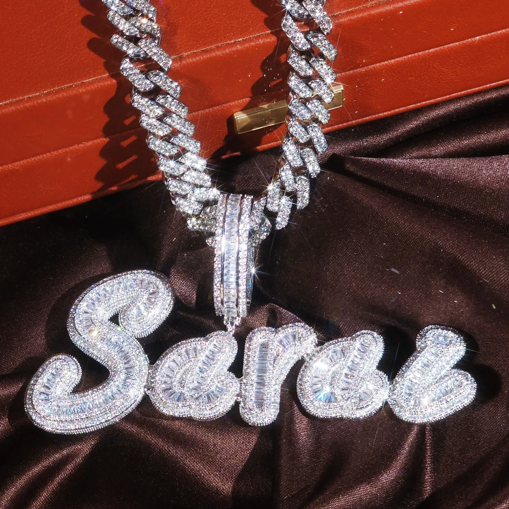 

ICE CHARMI Custom Script Name Pendant Customized Letter Hiphop Choker Cuban Chain Exquisite Jewelry Fashion Accessory Gift
