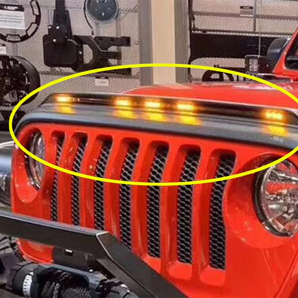 Lantsun JL1153 front hood deflector with LED light For Jeep for wrangler JL 2018+