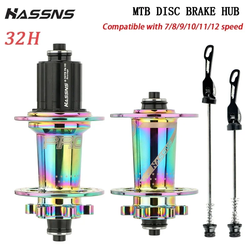 HASSNS Cube Pro 7 MTB Hubs 32/24 Holes 4 Bearing Bicycle Rear Hub 120 Click Noisy K7 Cube  Applicable for 7/8/9/10/11/12 Speeds