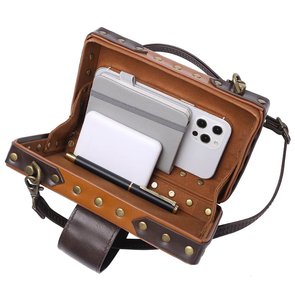 women's bag Steam punk industrial retro style small square bag women's one-shoulder diagonal bag wallet card holder