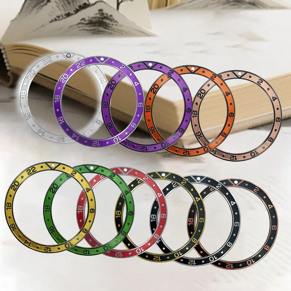 

38mm GMT Watch Bezel Insert 24H Ring Fit For GMT SKX007 Watch Cases NH35 NH36 Case Watch Bezel Ring