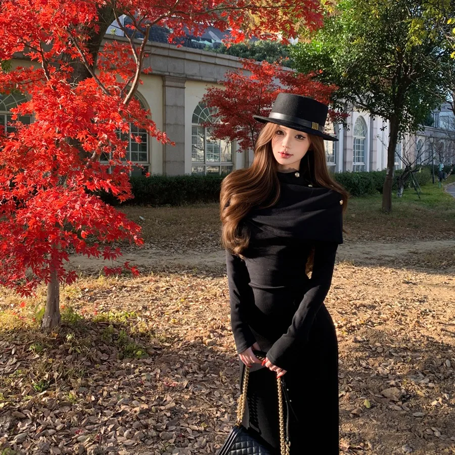 Ele Sexy Gebreide Lange Dr vrouwen Hoge Taille Slim Fit Herfst Winter Nieuwe Sle Retro Ci Pendelen H-ape Bodycon Dr