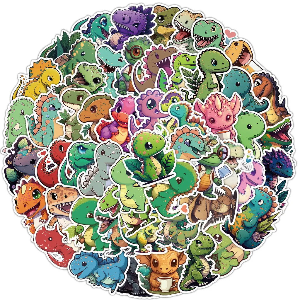 

50 шт., водонепроницаемые наклейки с милым динозавром в стиле граффити для шлема, велосипеда, ручного пенала, наклейки