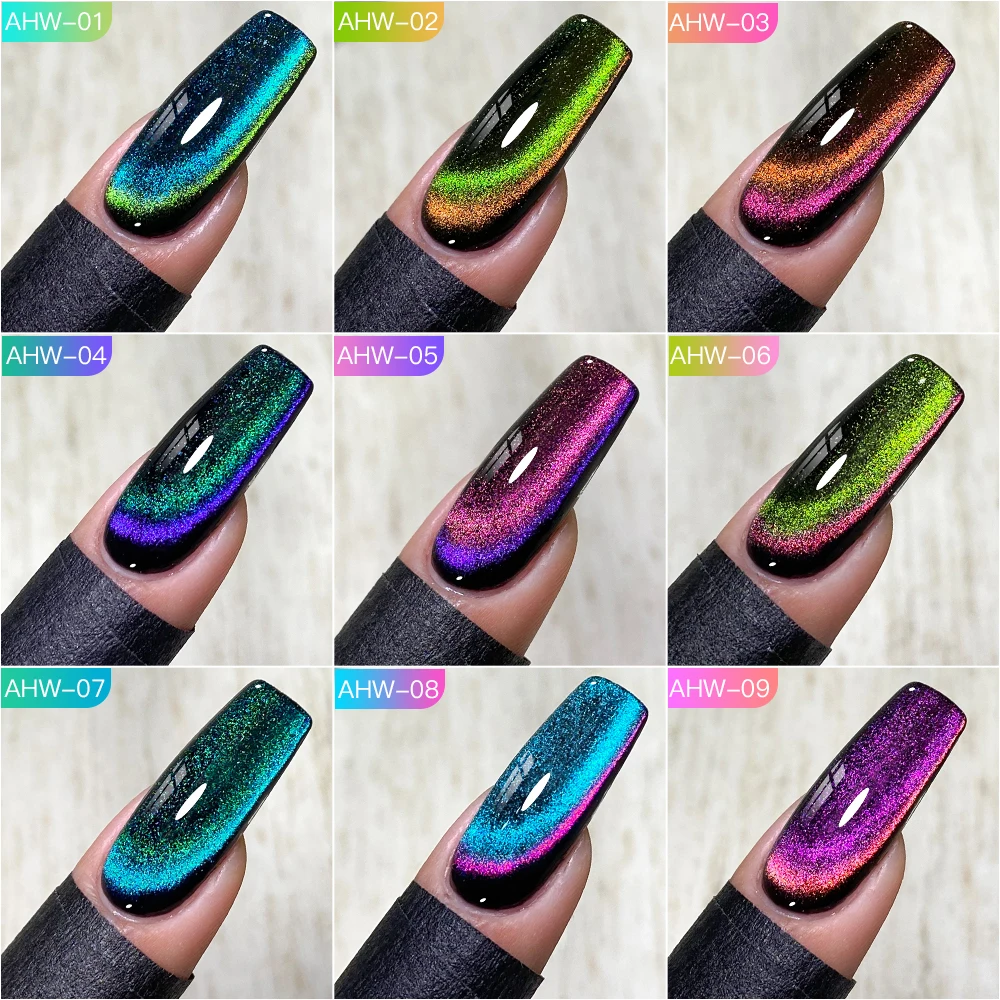 AS 15ML véritable Double lumière chat vernis Gel magnétique 12D paillettes scintillantes Semi Permanent tremper Nail Art vernis Gel besoin noir