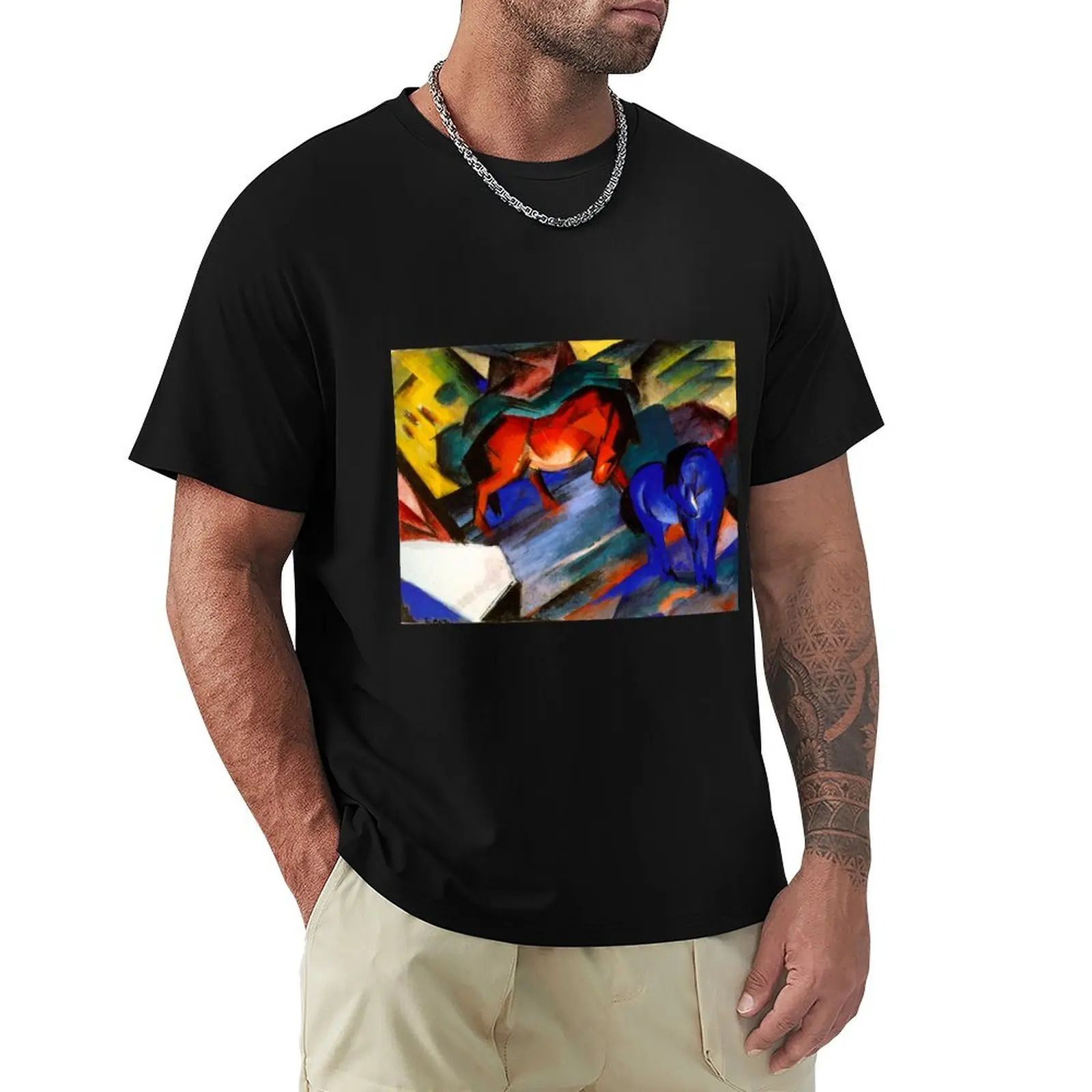 

Two Horses - red and blue by Franz Marc T-Shirt anime clothes custom t shirt affliction shirts mens funny t shirts