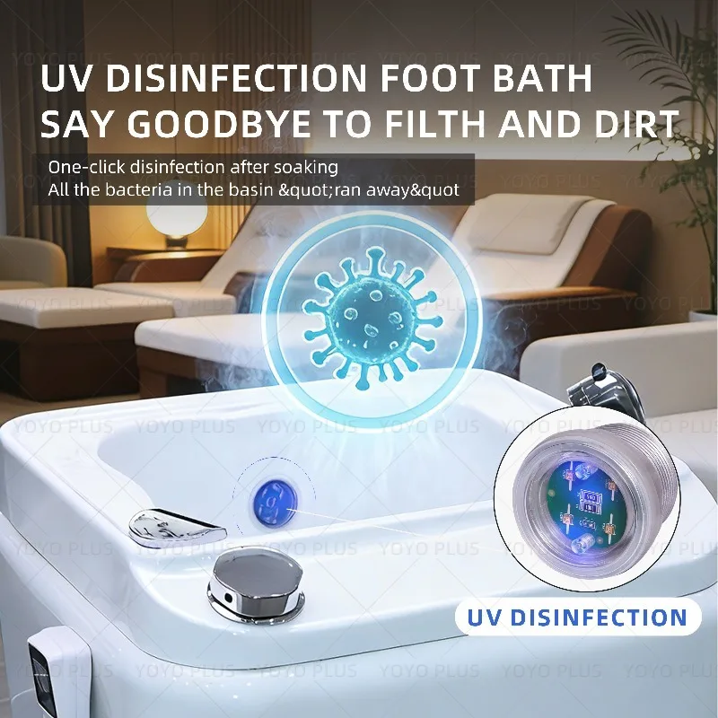 Electric detoxification foot bath, thermostatic massage foot bath, with sterilizing lamp and movable wheels