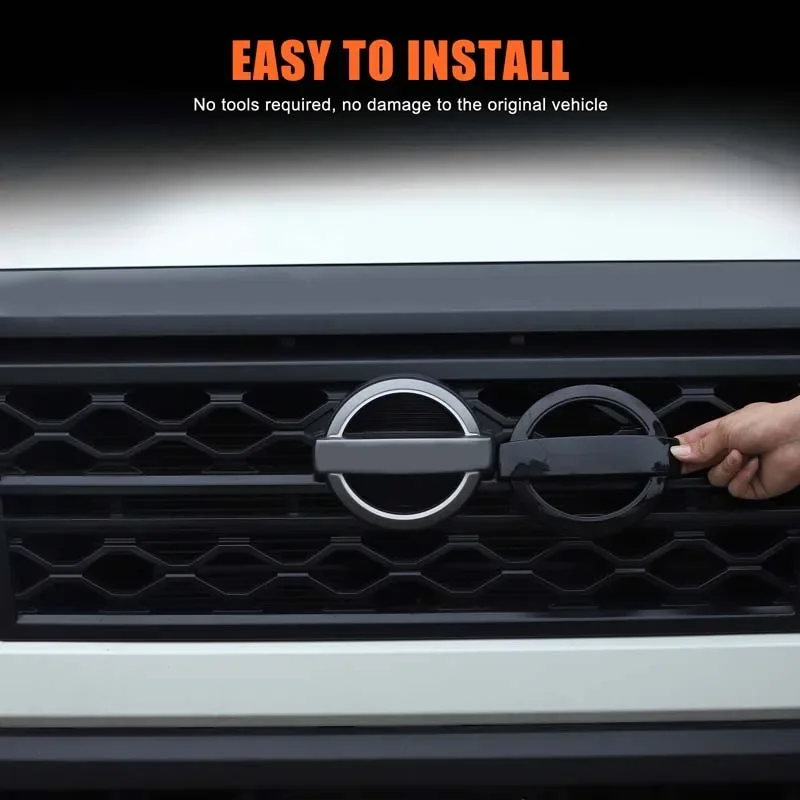 

For Nissan Edge Frontier 2022-2025 ABS Blackened Black Car Front Rear Logo Cover Decorative Car Accessories