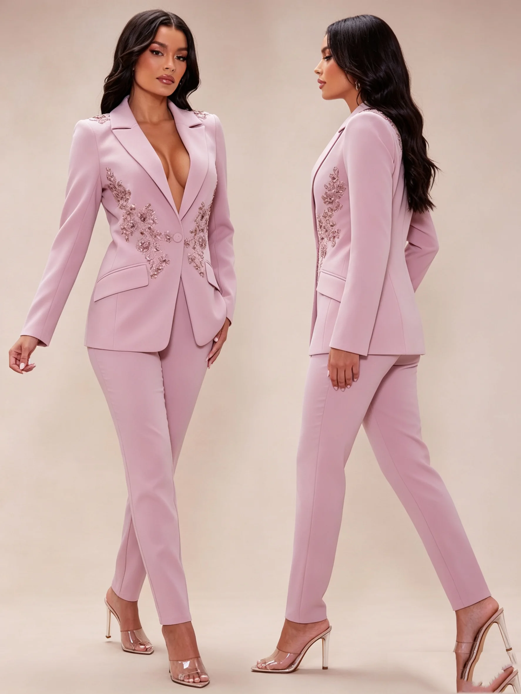 Conjunto de Traje Rosa para Mu - Women Formal Wear Trousers reseña y precio