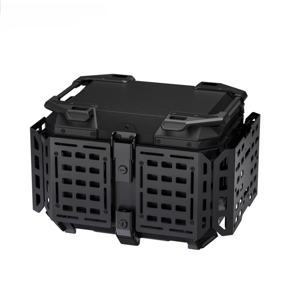 

Многофункциональный бронированный багажник из алюминиевого сплава, 45 л, портативный электромобиль с опорной пластиной, черный багажник