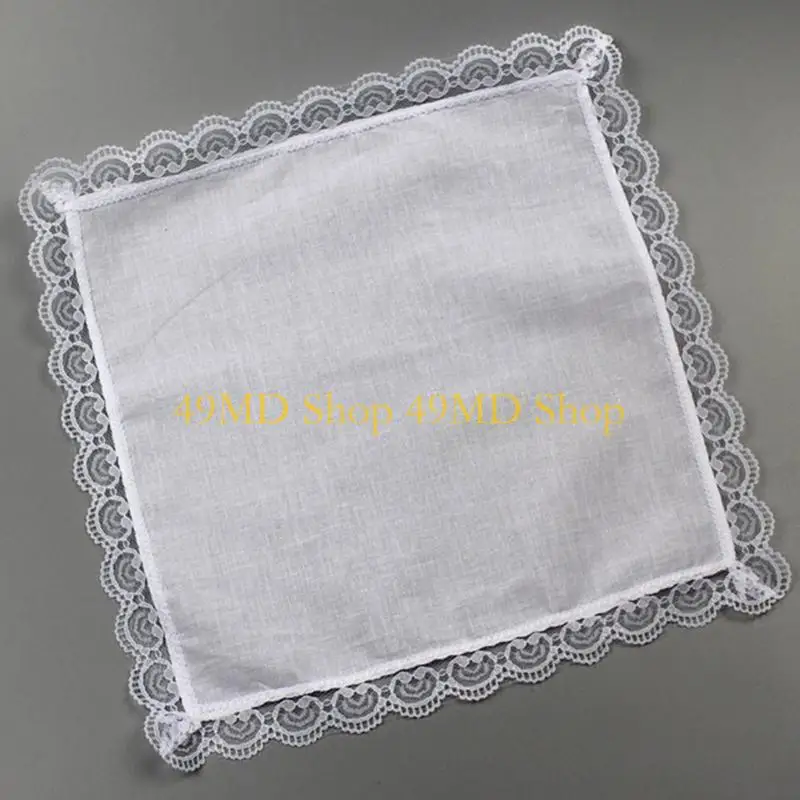 

49MD Pocket Handkerchief Lace Hankies 10x10inch Large Bandana Sweat Absorb