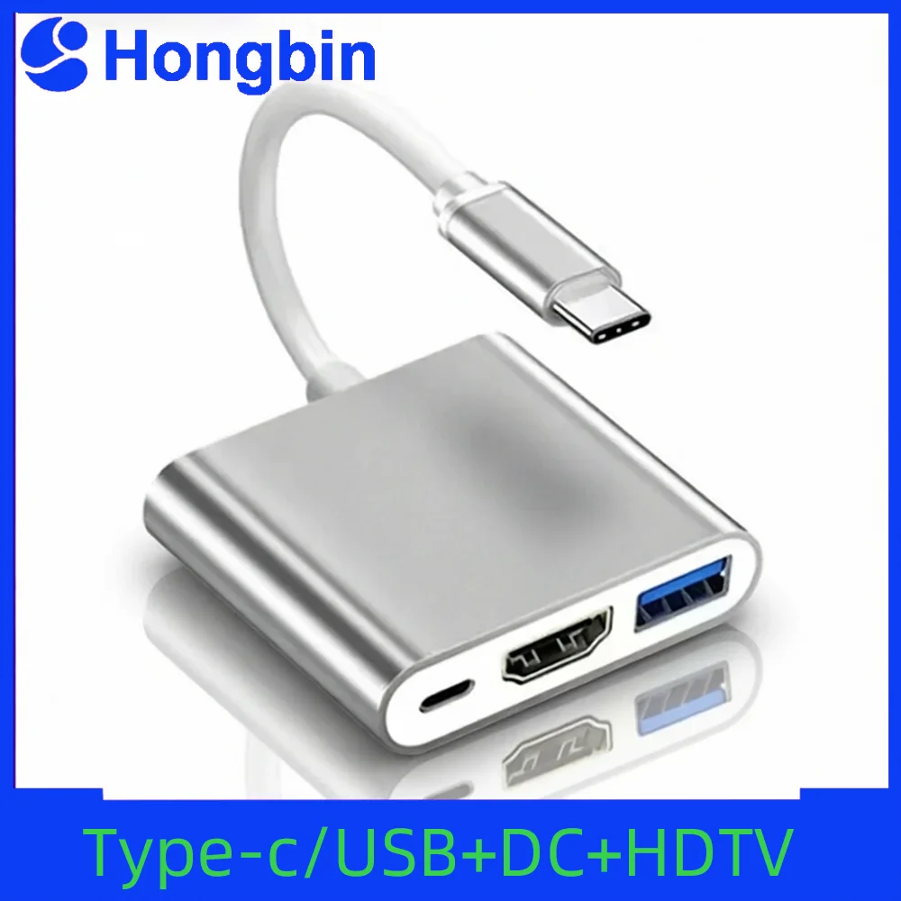 Type-C 3-in-1 Expansion Dock Multi-Function Converter for Mobile Phones/ Tablets HDMI-Compatible Display Fast Charging 100W