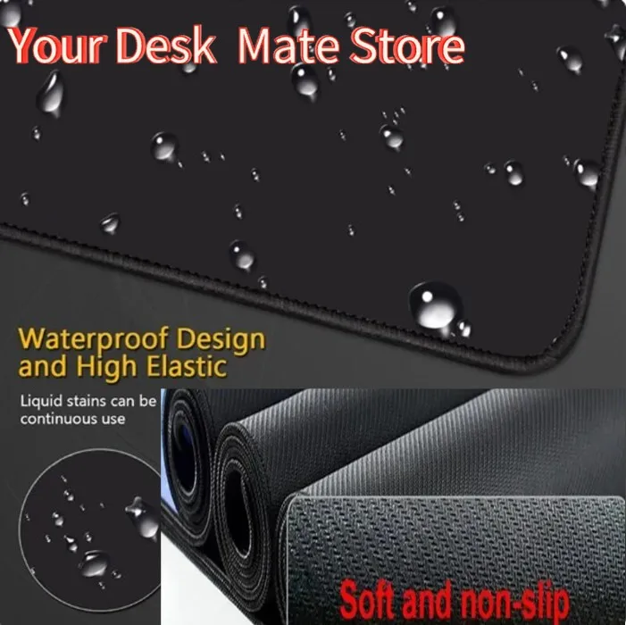 Alfombrilla de ratón grande antideslizante con bonito gatito negro para Gamer, accesorios para juegos, alfombrilla de escritorio para ordenador, teclado de ordenador portátil, alfombrilla de ratón de goma Kawaii