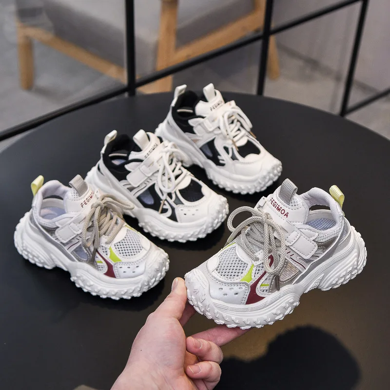 Stripes Children Sports Sandals Hollow Sneakers for Summer Soft Arch Support Student Anti-slippery Training Shoes Child I06181