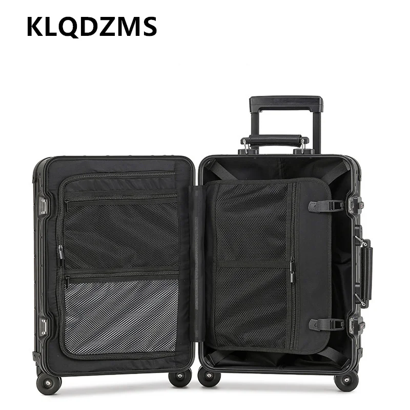 KLQDZMS Men's Suitcase All Aluminum Magnesium Alloy Boarding Box Business Trolley Case 20
