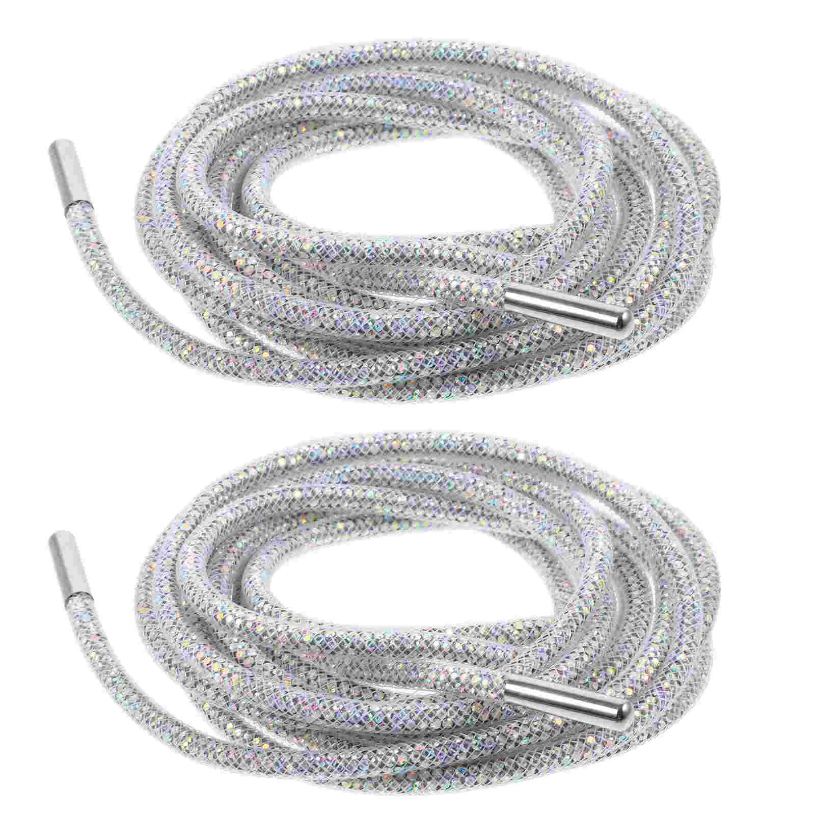 

2 Pcs 4mm White Net AB Crystal Rhinestone Shoe Laces Rope for Sneakers Boots Replacement Fashion Trendy
