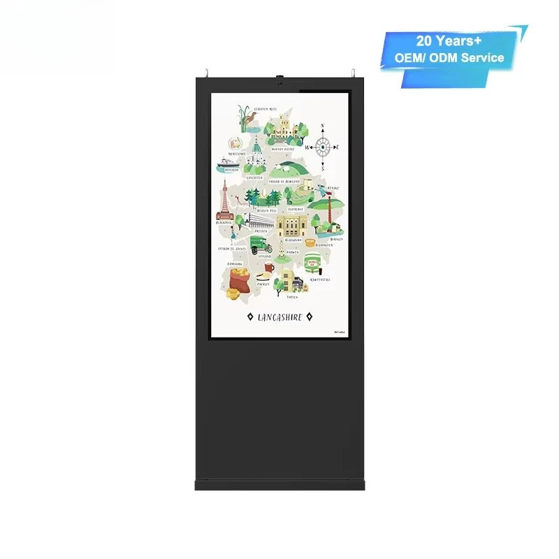 Custom Logo 55inch Floor Standing IR Touch Kiosk Android Digital Signage Wheels Self-Service Business Indoor Shopping Mall