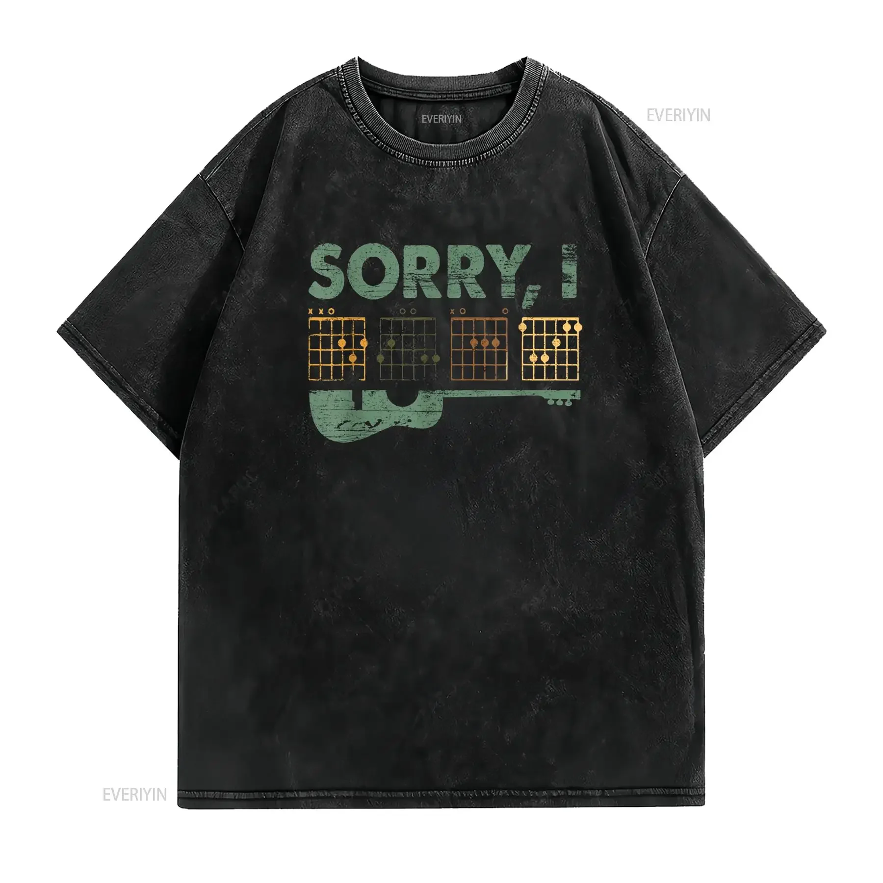 Sorry I DGAF Funny Hidden Message Guitar Chords For Lover T Shirt vintage Washed Versatile streetwear homme Comfortable