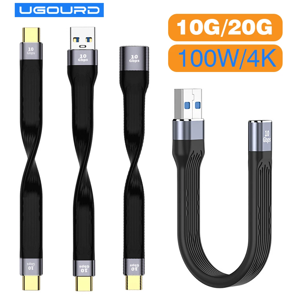 USB3.1 10Gbps krótki kabel 13cm PD 100W USB do typu C kabel konwertera Adapter OTG USB USB4 20Gbps kabel 22cm do banku SSD