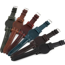 Handmade Genuine Leather Watch Strap 18mm 19mm 20mm 21mm 22mm Watchband Bracelet with Mat Oil Wax Leather Watch Accessories