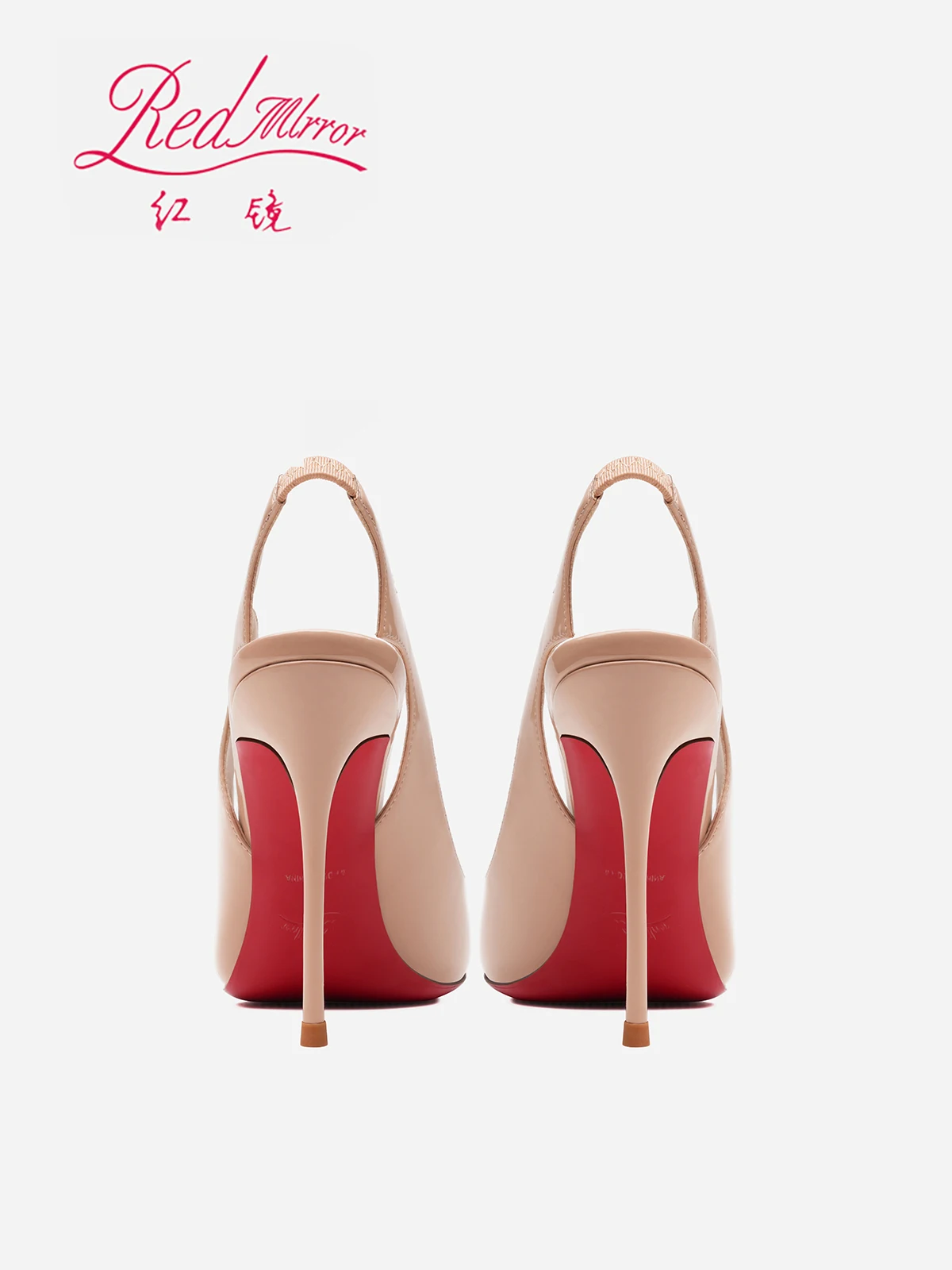 مرآة حمراء 2025 كعب عالي مدبب جديد للنساء بكعب رفيع حقيبة جلدية لامعة رأس صنادل المشاهير بمزاج فارغ