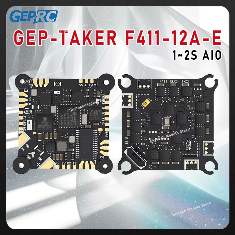 

GEPRC TAKER F411-12A-E 1-2S AIO F411 Flight Controller 4in1 12A ESC BMI270 ELRS 2.4G 3.0 RX 25.5X25.5mm DarkStar20 Cinewhoop RC