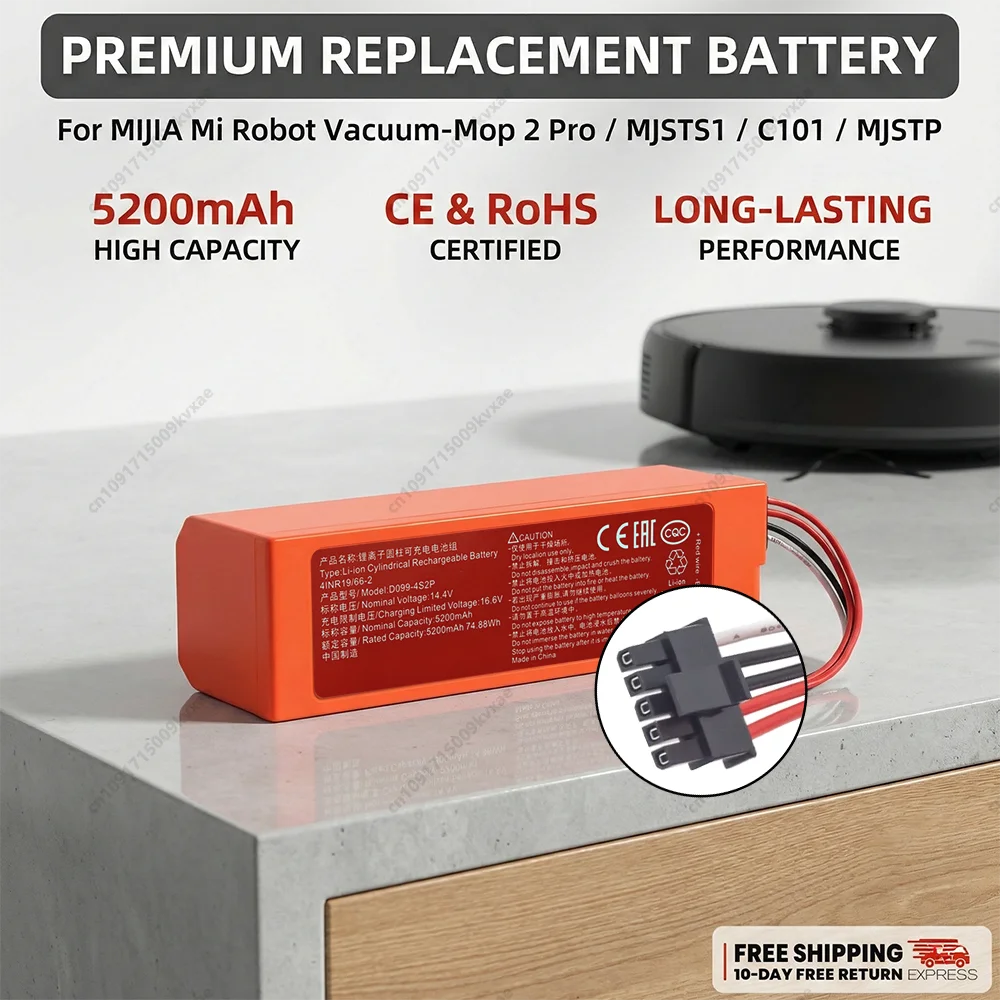 

For Xiaomi Mi Mop 2 Pro Battery MJSTS1 C101 MJSTP Robot Vacuum Cleaner High Capacity Li-ion D099-4S2P Replacement 7000mAh