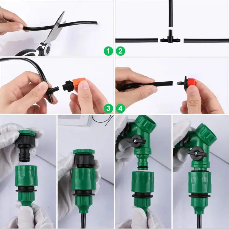 

5-10m 4/7mm PVC Garden Watering Hose Micro Irrigation System with 8 Holes Drippers Greenhouse Water Emitters Automatic