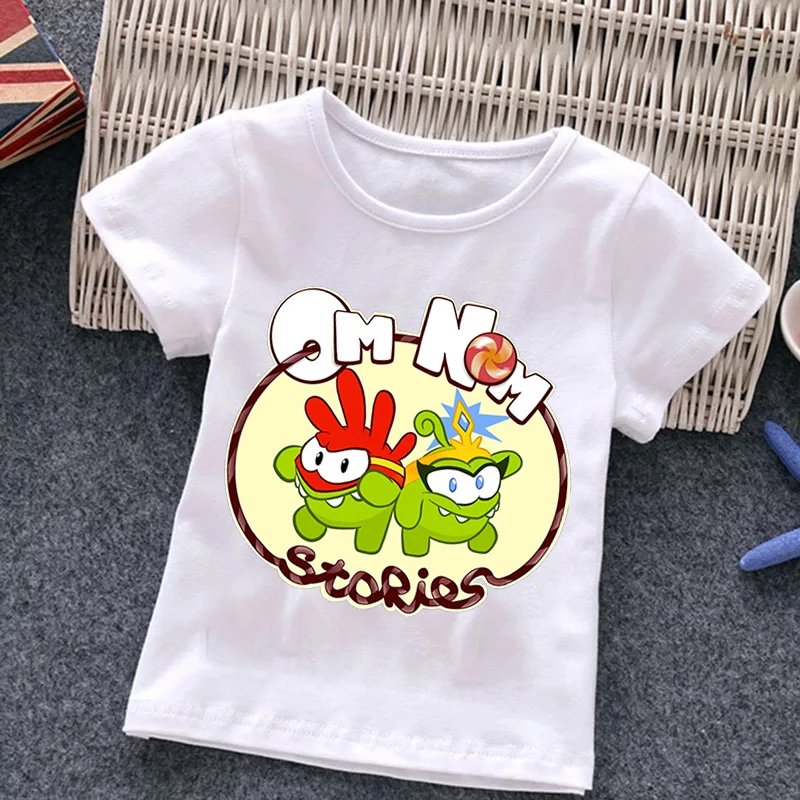 Om Nom Baby Girl Boy Cartoon Game Cut The Rope T-Shirt Children Funny Frog Short Sleeve Top Tees O Neck Kids Harajuku Tshirt top