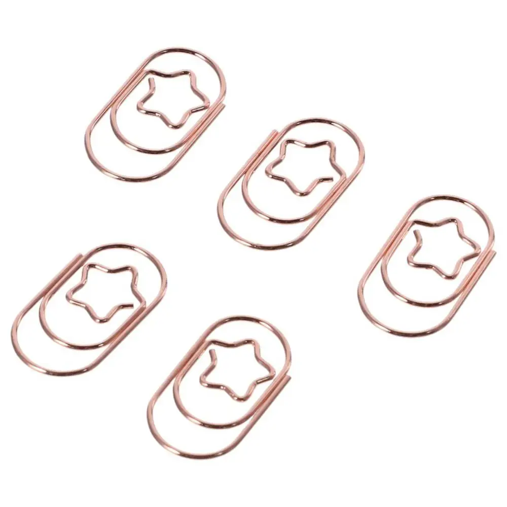 Trombones en forme d'étoile pour la maison, mini marque-page en métal, ensemble de pinces mémo, or rose, 50 pièces