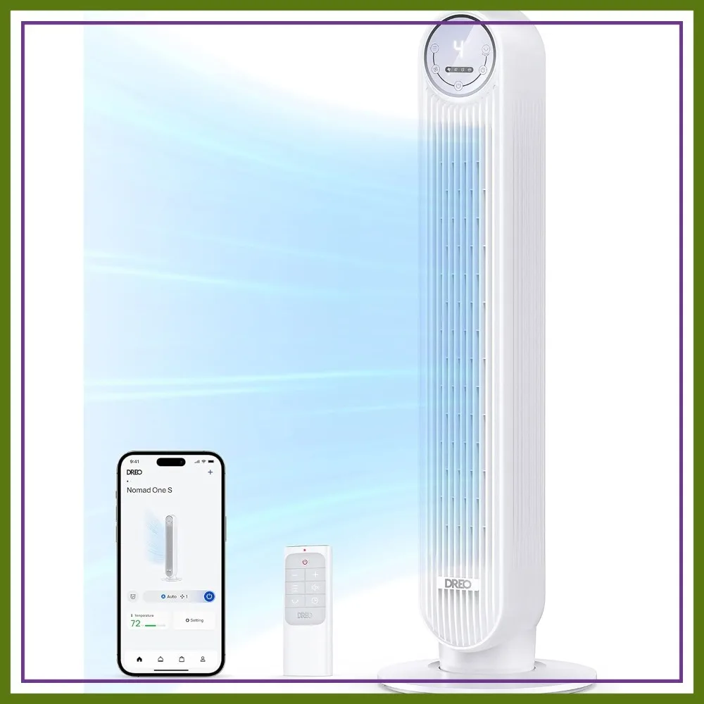 

Smart Tower Fan for Bedroom, 25ft/s, 90° Oscillating, 4 Modes, 8H Timer, 28dB, WiFi Voice Control