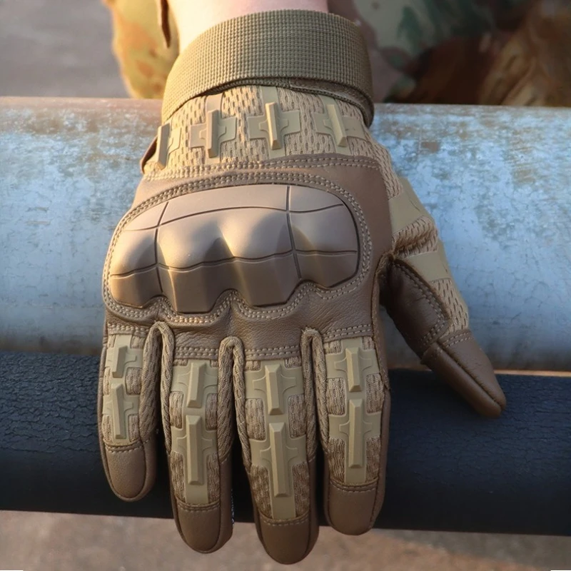 Tactical Full Finger Gloves TouchScreen PU Leather Combat Shooting Hunting Airsoft Hiking Work Cycling Anti-skid Protective Gear