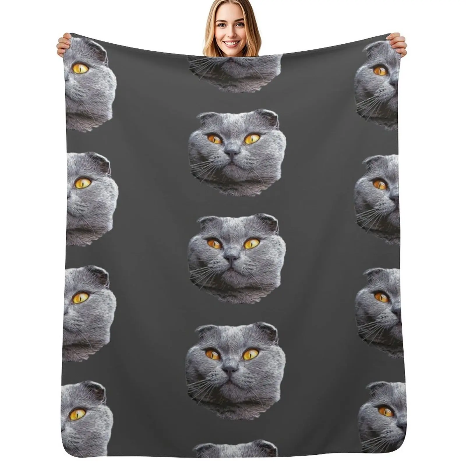 Scottish Fold Blue Beauty Throw Blanket Thin Thins Warm Winter beds Large funny gift Blankets