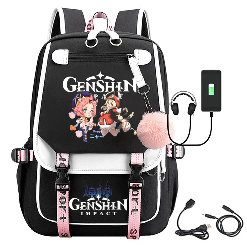 Cross-border casual backpack creative pattern Genshin Impact travel bag student school bag