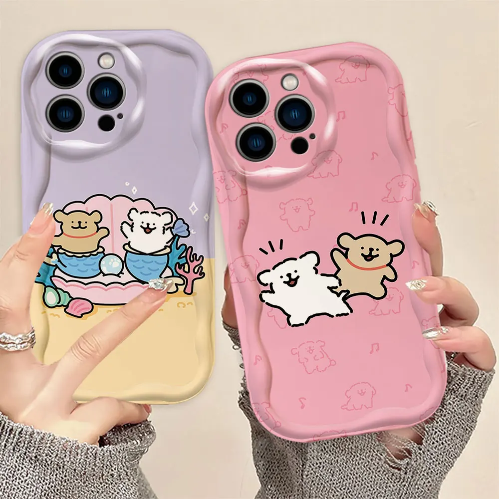 

Cartoon Moon Puppy 3D Wave Phone Case For Samsung Galaxy A02 A03 A04 A05 A05S A06 A10 S20 S21 S22 S23 S24 M54 5G Silicone Case