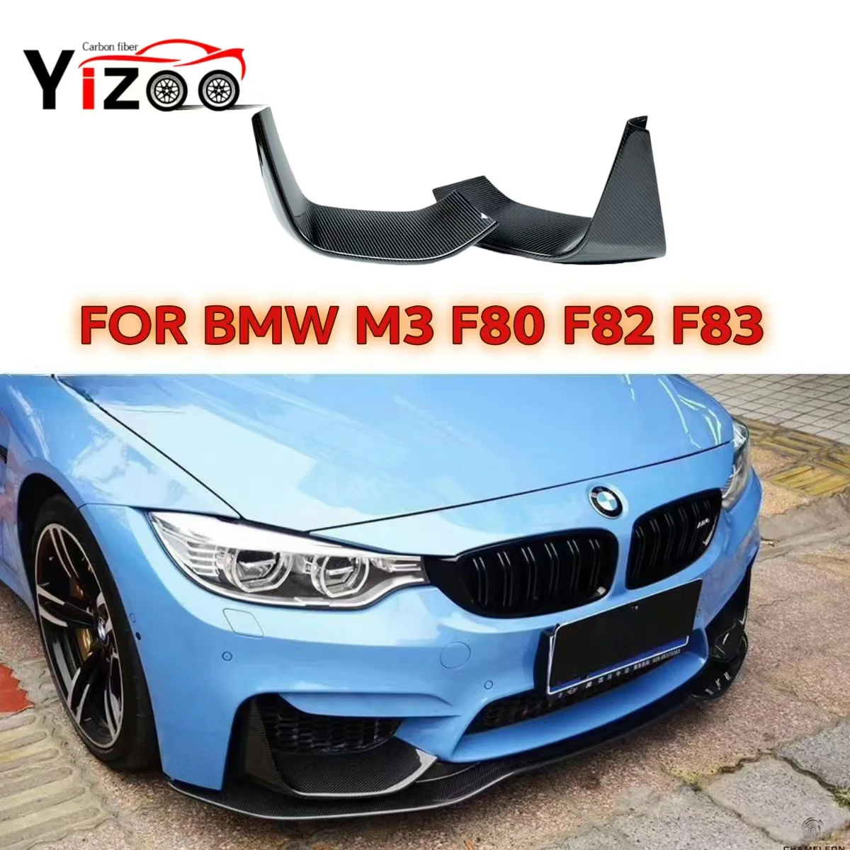 

For BMW M3 F80 M4 F82 F83 2014-2020 Carbon Fiber Front Bumper Canard Splitter Car Front Diffuser Air Vent Cover Body Kit