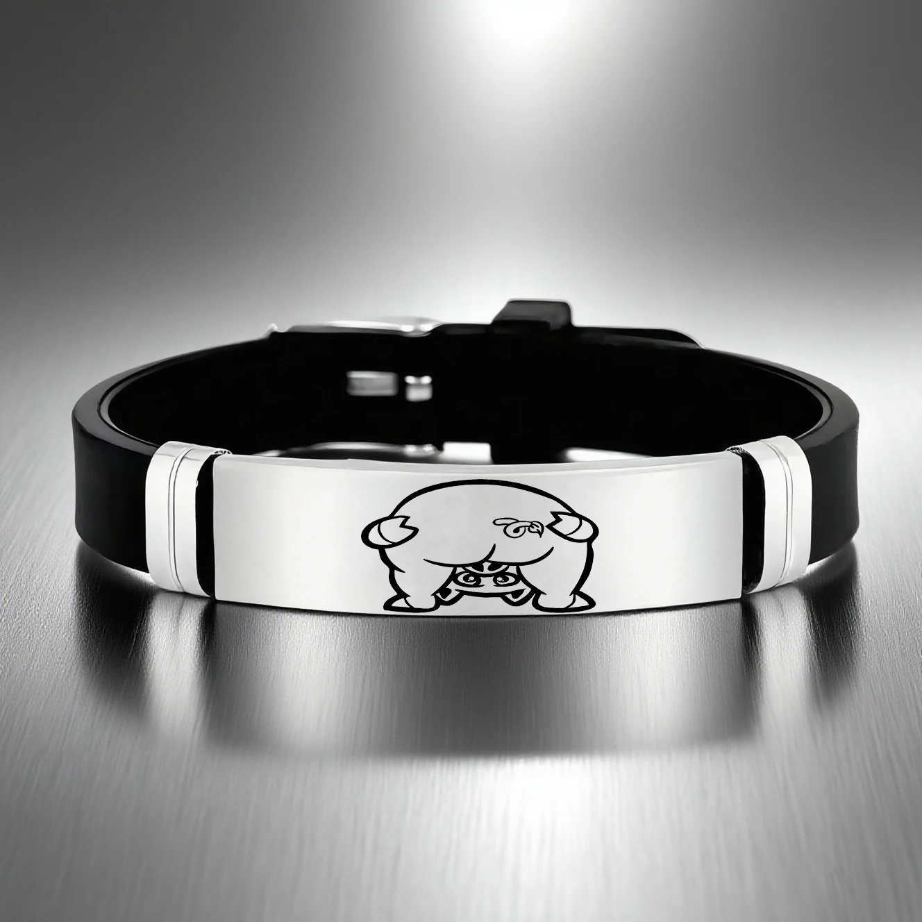 خنزير صغير ممتع ولطيف، سوار سيليكون من الفولاذ المقاوم للصدأ، للعطلات، وأعياد الميلاد، وعيد الحب لإعطاء الزوجة الصديقة