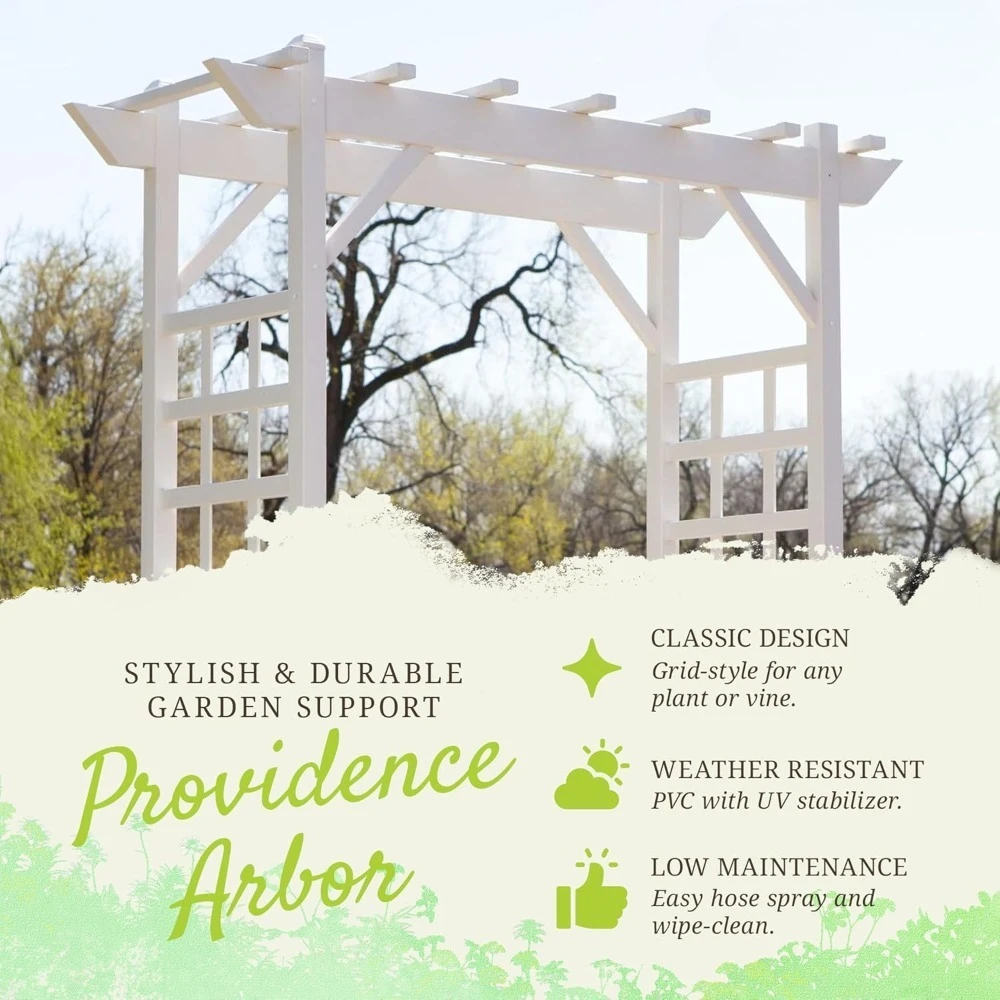 شحن مجاني - أربور حديقة PVC، دعم قوس لنباتات التسلق، أبيض، 64 بوصة × 85 بوصة - عرض ساخن، نسخة مطورة، جودة عالية #3