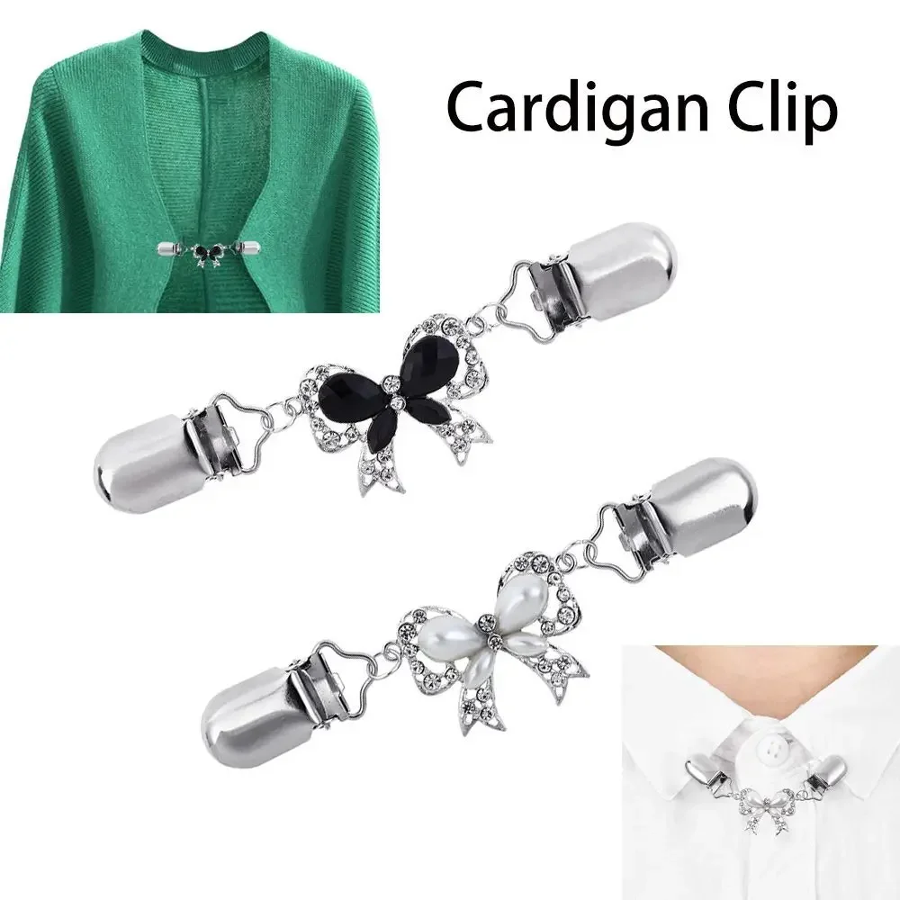 

Metal Holder Garters Diamond-studded Sweater Shawl Clips Cardigan Collar Clip Bow Brooches Duck-mouth Plated Clasps
