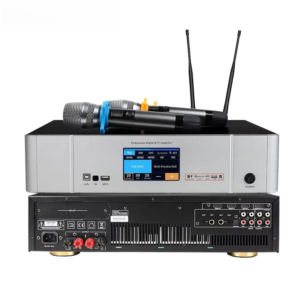 Digital Music Sound System Built in Microphone 2 Channel 3 in 1 Class H D Karaoke Amplifier