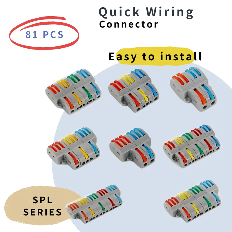 

1 in Multiple Out Quick Wiring Connector Universal Splitter Wiring Cable Push-in Can Combined Butt Home Terminal Block SPL 42/63