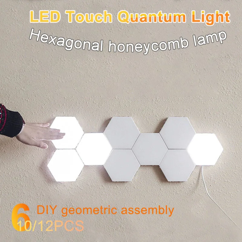 

6PCS LED Smart Touch Quantum Light DIY Geometric Hexagonal Honeycomb Lamp For Living Room, Bedrooms, DIY Lovers Home Decor