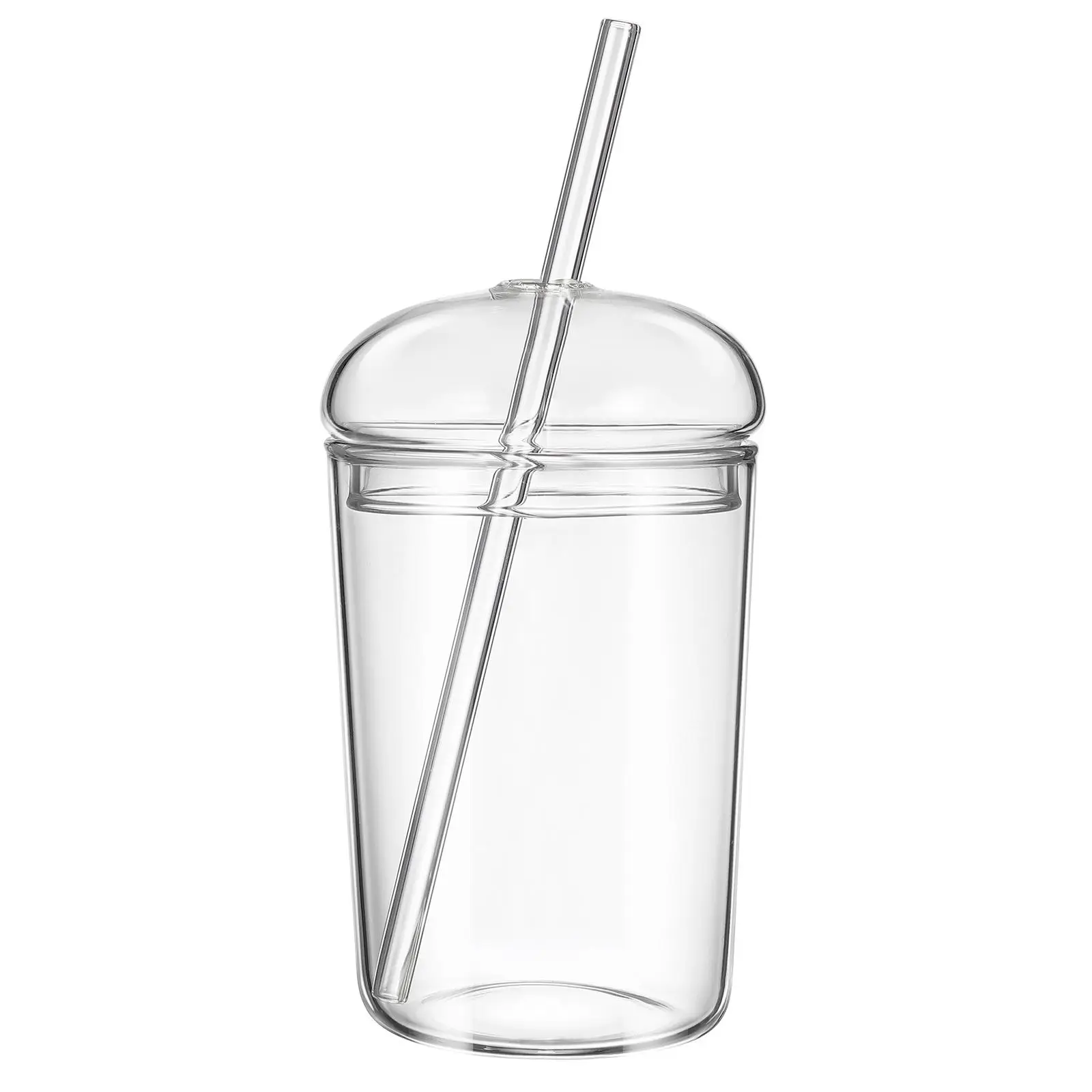 

Glass Straw Cup Clear High Borosilicate Glass Juice Drink Coffee Tea Mug Lid Straw Kitchen Use Easy Clean Gift Idea